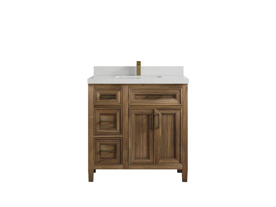 Santa Monica Teak Wood 36 in. W x 22 in. D Center Sink Bathroom Vanity