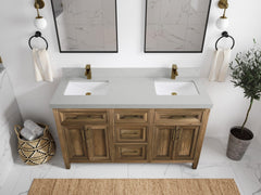 Santa Monica Teak Wood 60 in. W x 22 in. D Double Sink Bathroom Vanity - photo 27