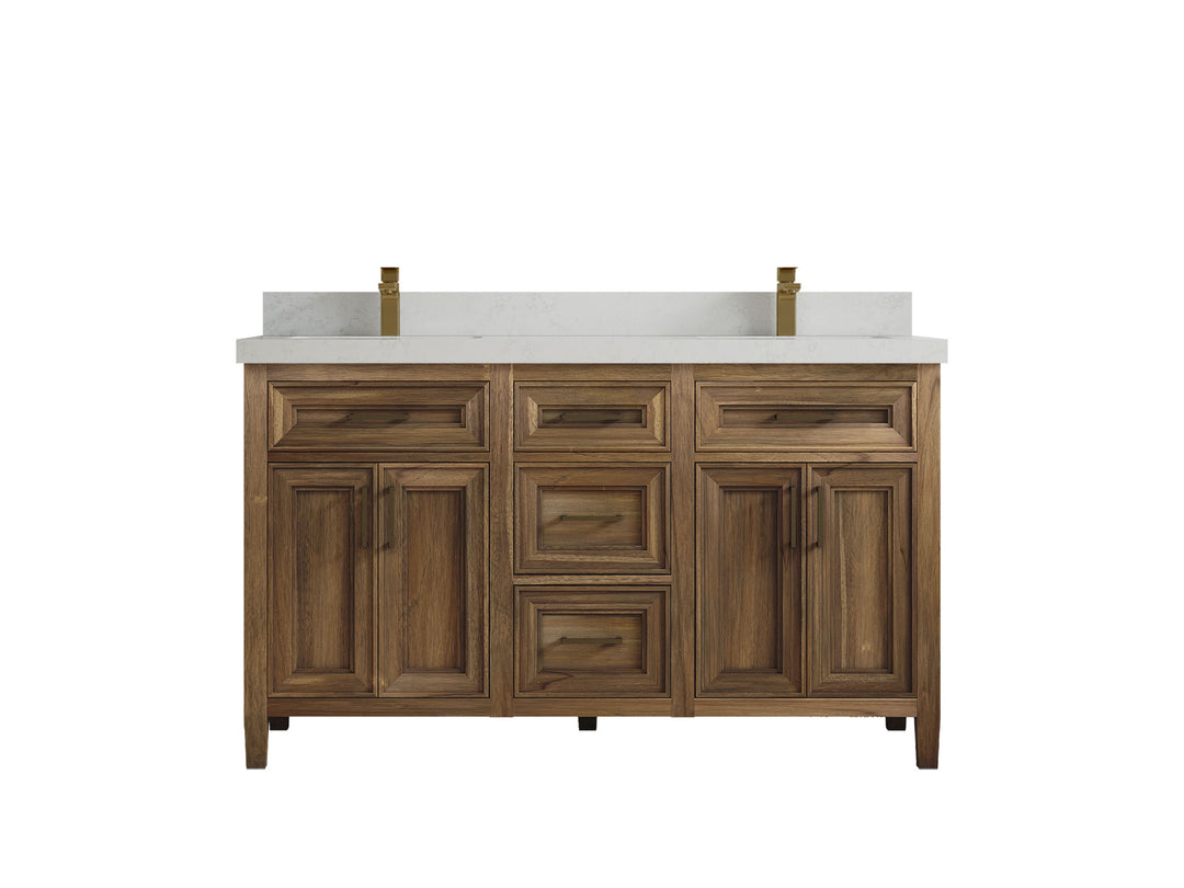 Santa Monica Teak Wood 60 in. W x 22 in. D Double Sink Bathroom Vanity