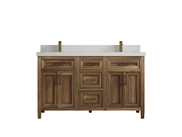 Santa Monica Teak Wood 60 in. W x 22 in. D Double Sink Bathroom Vanity - photo 28