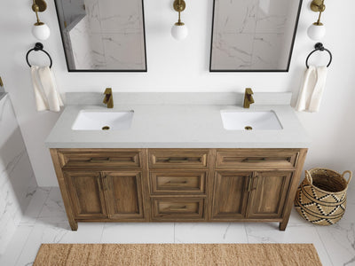 Santa Monica Teak Wood 72 in. W x 22 in. D Double Sink Bathroom Vanity