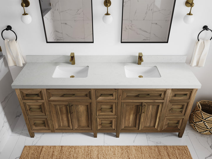 Santa Monica Teak Wood 84 in. W x 22 in. D Double Sink Bathroom Vanity - photo 27