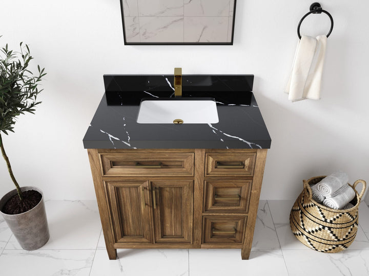 Santa Monica Teak Wood 36 in. W x 22 in. D Single Sink Bathroom Vanity - photo 8