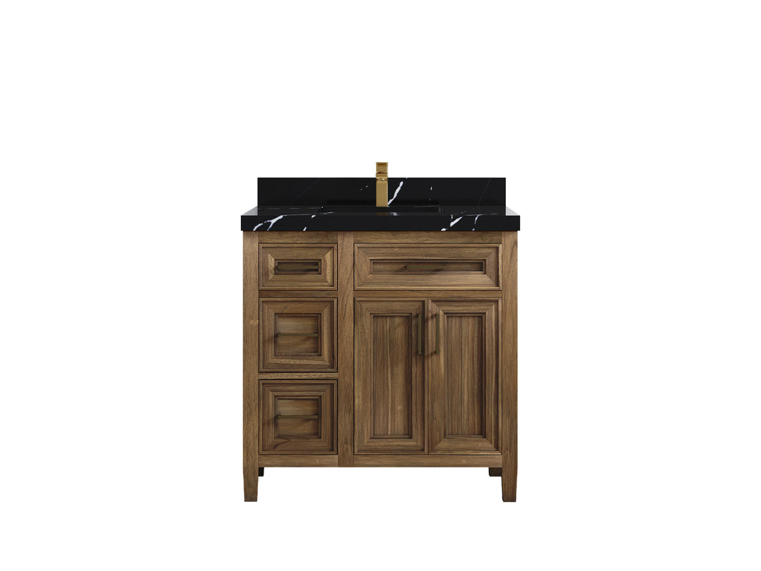Santa Monica Teak Wood 36 in. W x 22 in. D Center Sink Bathroom Vanity
