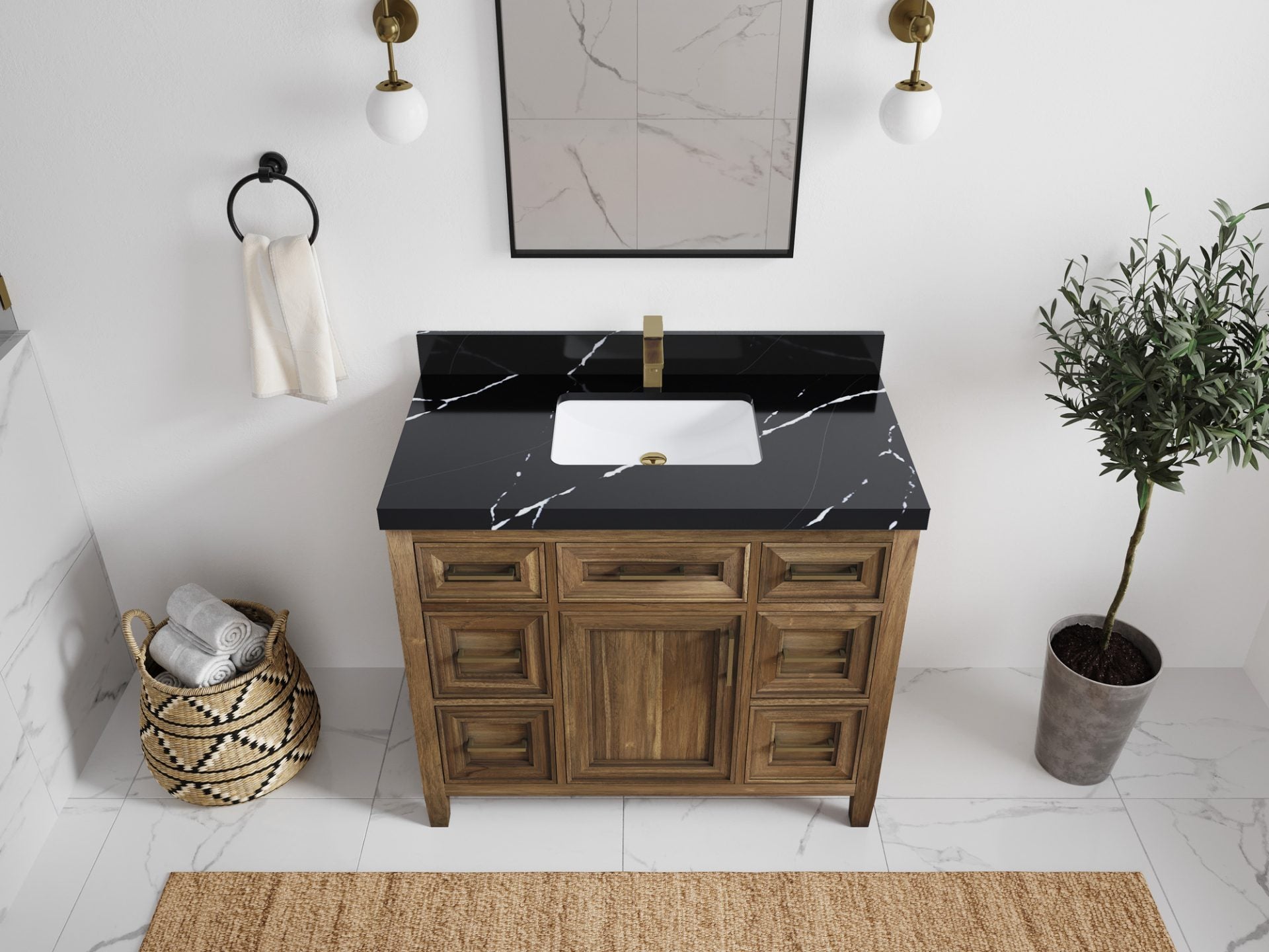 Santa Monica Teak Wood 42 in. W x 22 in. D Single Sink Bathroom Vanity