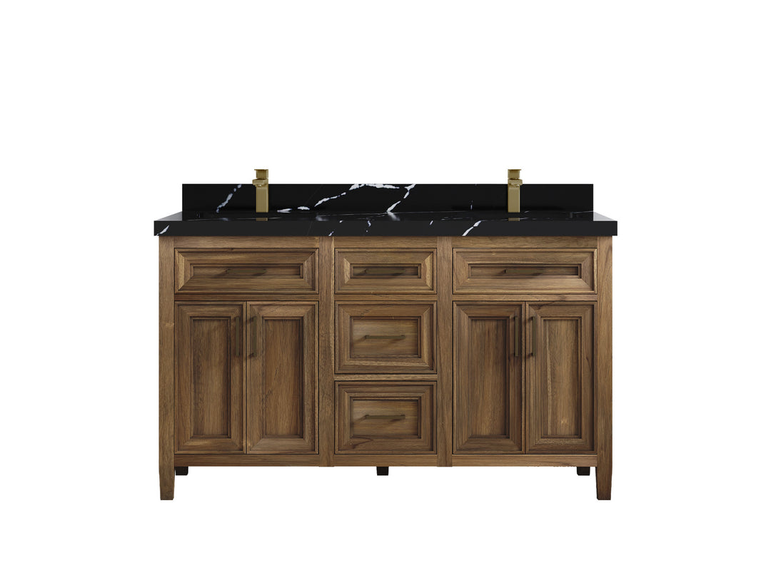 Santa Monica Teak Wood 60 in. W x 22 in. D Double Sink Bathroom Vanity