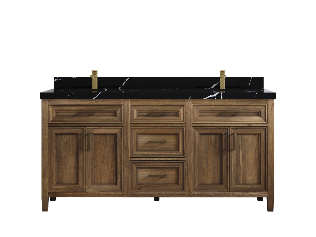 Santa Monica Teak Wood 72 in. W x 22 in. D Double Sink Bathroom Vanity