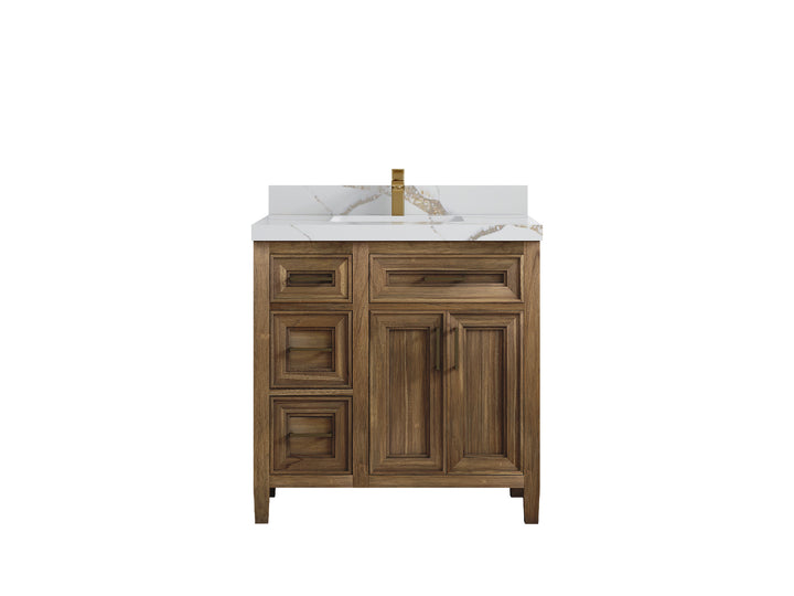 Santa Monica Teak Wood 36 in. W x 22 in. D Center Sink Bathroom Vanity - photo 21
