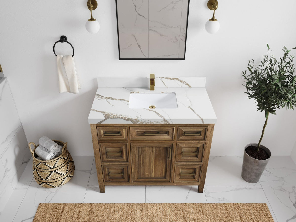 Santa Monica Teak Wood 42 in. W x 22 in. D Single Sink Bathroom Vanity
