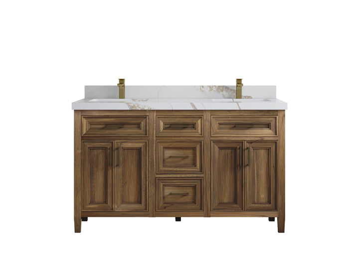 Santa Monica Teak Wood 60 in. W x 22 in. D Double Sink Bathroom Vanity - photo 22