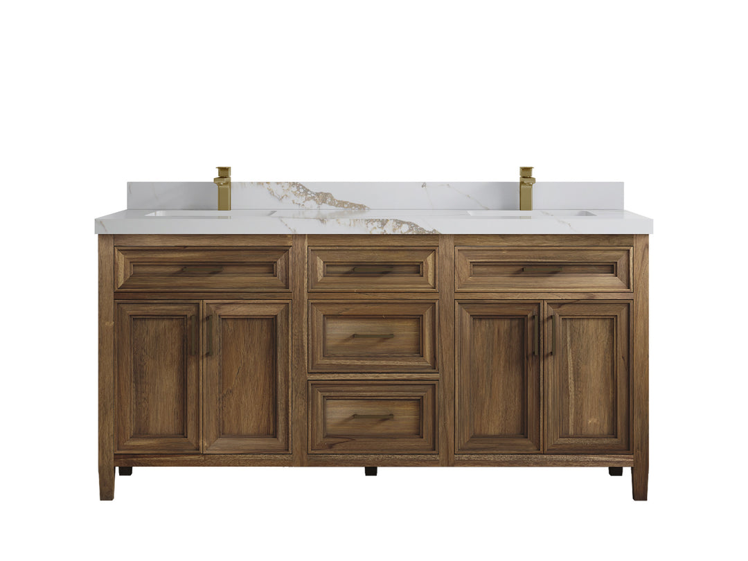 Santa Monica Teak Wood 72 in. W x 22 in. D Double Sink Bathroom Vanity