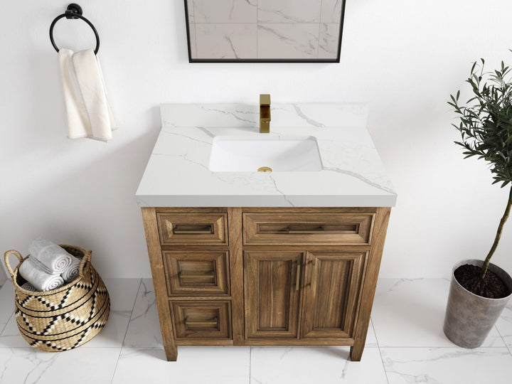 Santa Monica Teak Wood 36 in. W x 22 in. D Center Sink Bathroom Vanity - photo 6