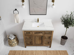 Santa Monica Teak Wood 42 in. W x 22 in. D Single Sink Bathroom Vanity - photo 7