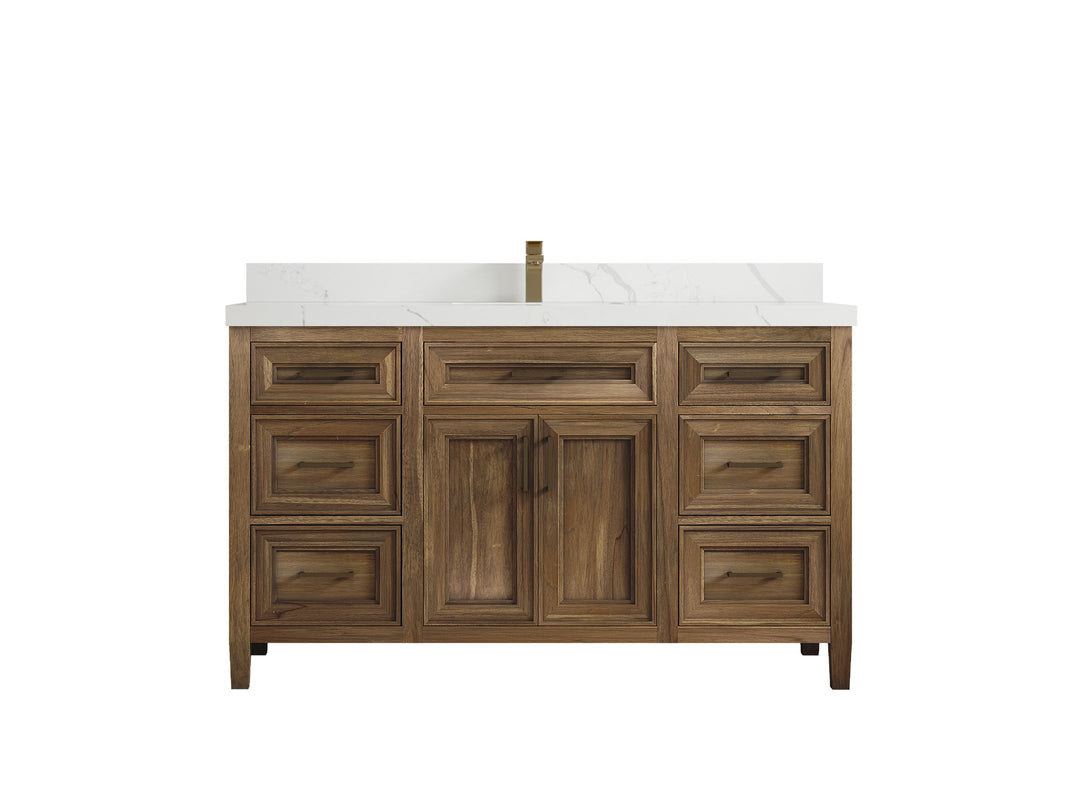 Santa Monica Teak Wood 60 in. W x 22 in. D Single Sink Bathroom Vanity