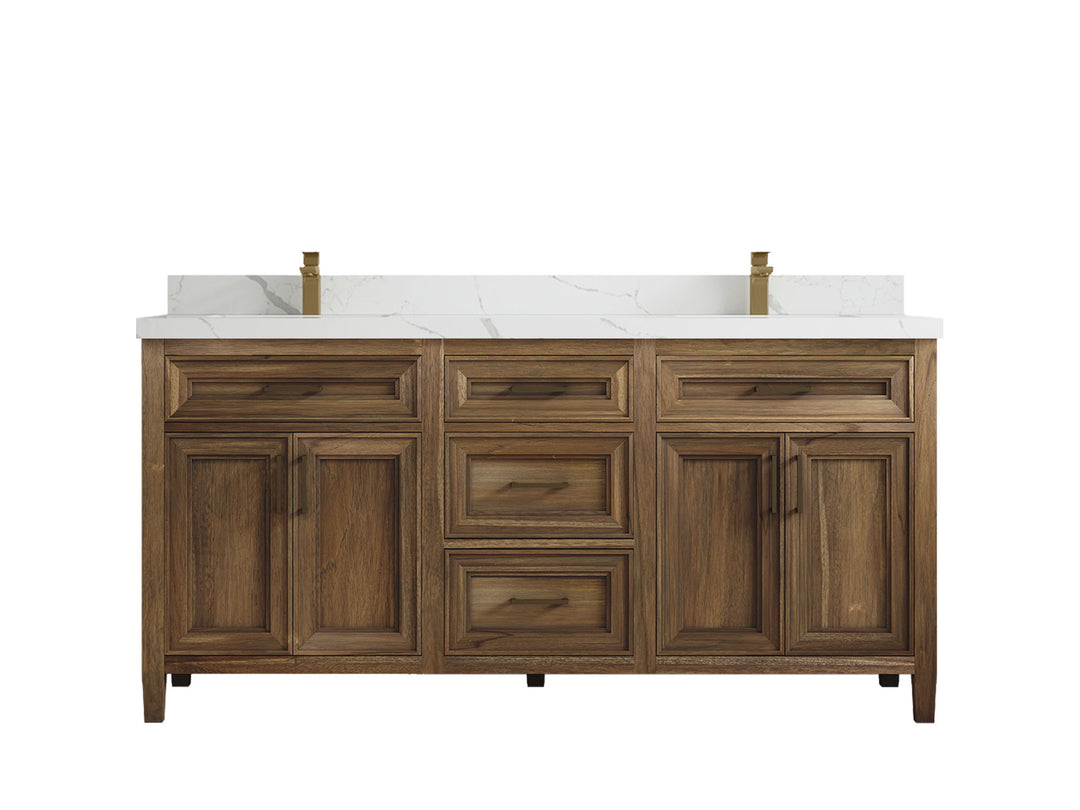 Santa Monica Teak Wood 72 in. W x 22 in. D Double Sink Bathroom Vanity