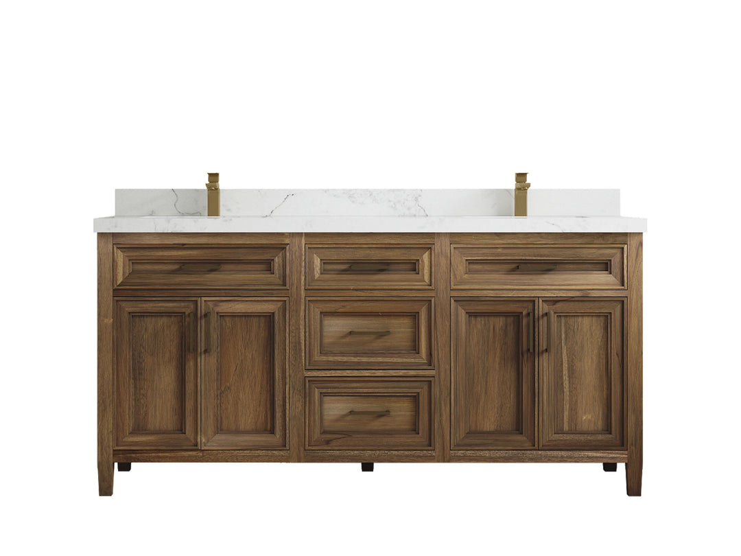 Santa Monica Teak Wood 72 in. W x 22 in. D Double Sink Bathroom Vanity