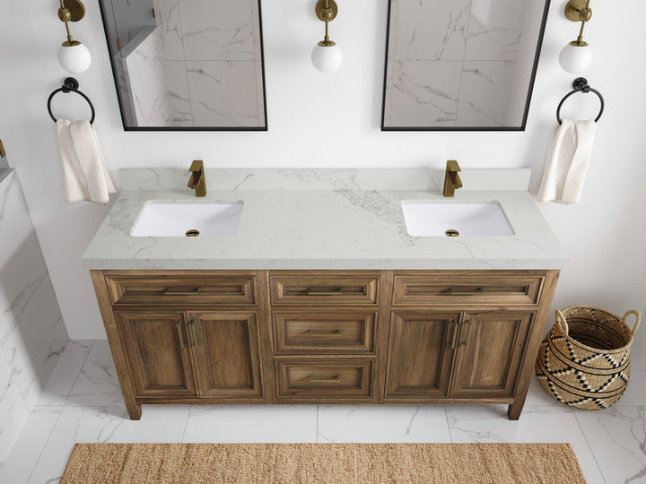 Santa Monica Teak Wood 72 in. W x 22 in. D Double Sink Bathroom Vanity - photo 44