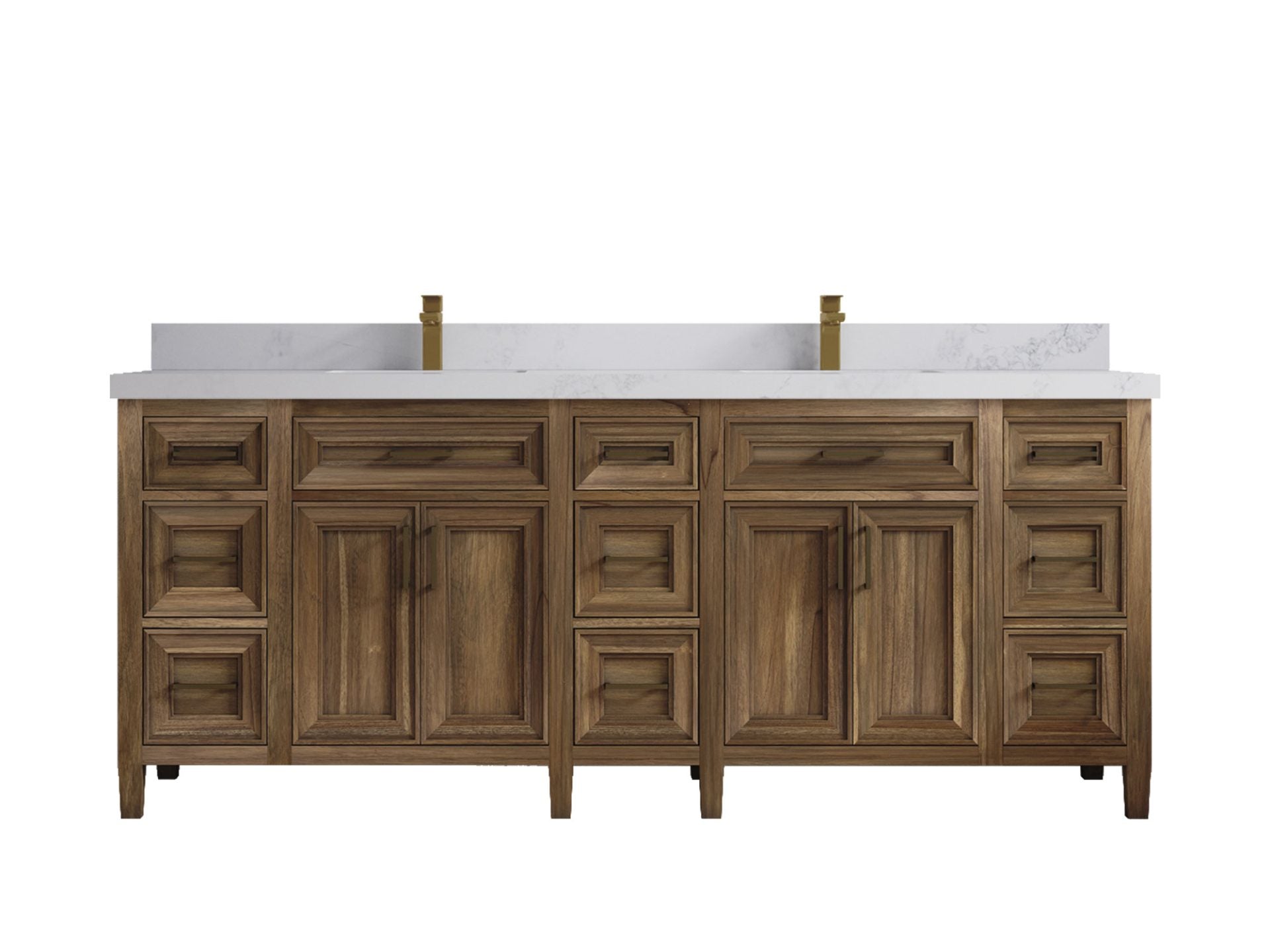 Santa Monica Teak Wood 84 in. W x 22 in. D Double Sink Bathroom Vanity