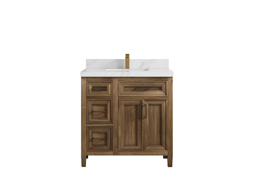 Santa Monica Teak Wood 36 in. W x 22 in. D Center Sink Bathroom Vanity