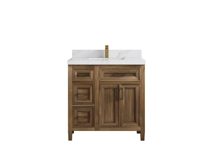 Santa Monica Teak Wood 36 in. W x 22 in. D Center Sink Bathroom Vanity - photo 11
