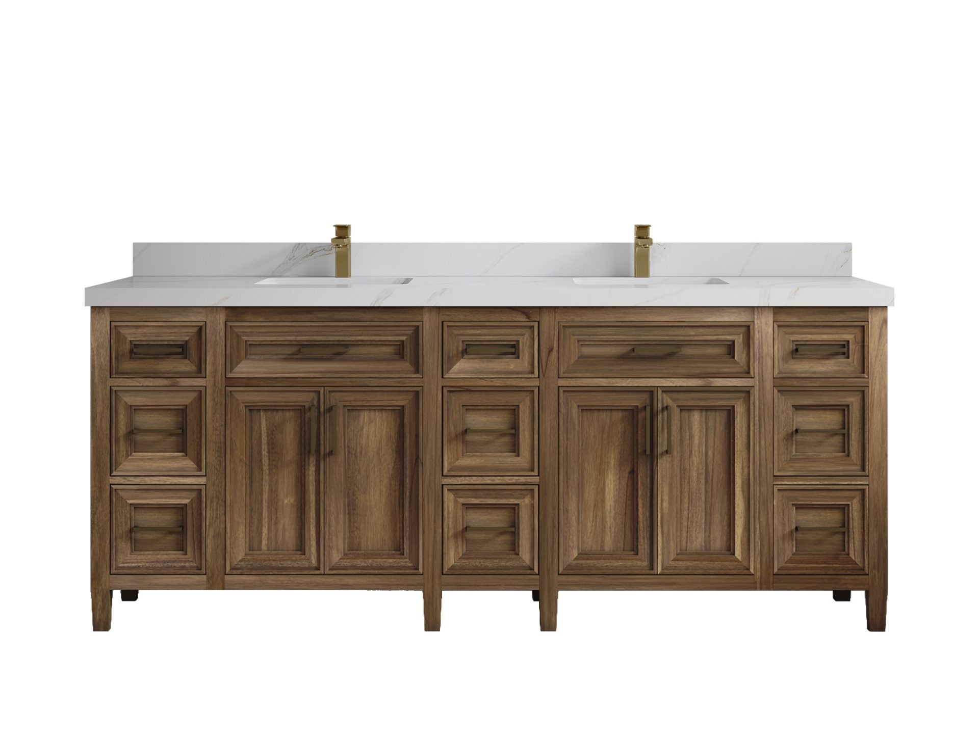 Santa Monica Teak Wood 84 in. W x 22 in. D Double Sink Bathroom Vanity