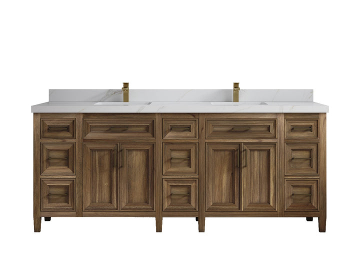 Santa Monica Teak Wood 84 in. W x 22 in. D Double Sink Bathroom Vanity - photo 12