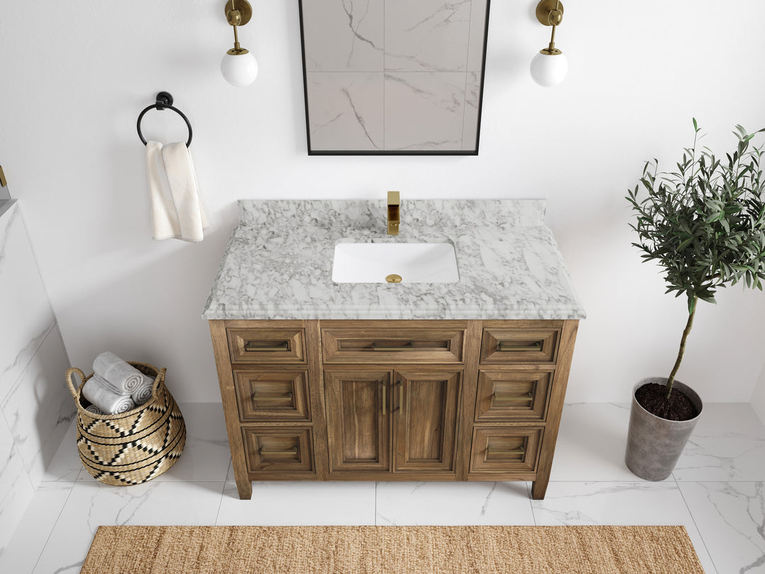 Santa Monica Teak Wood 48 in. W x 22 in. D Single Sink Bathroom Vanity