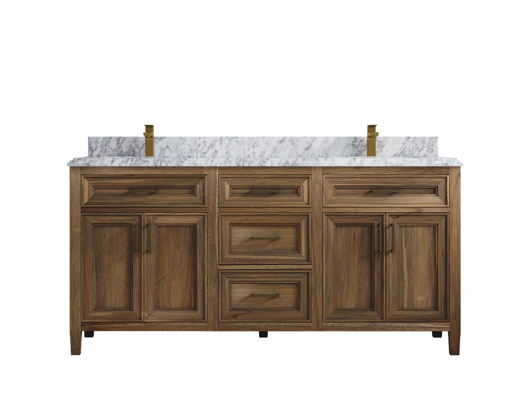 Santa Monica Teak Wood 72 in. W x 22 in. D Double Sink Bathroom Vanity