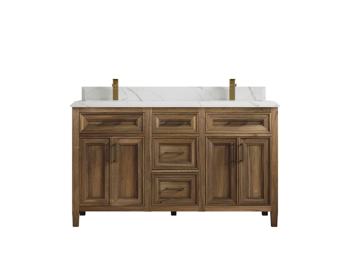 Santa Monica Teak Wood 60 in. W x 22 in. D Double Sink Bathroom Vanity - photo 30