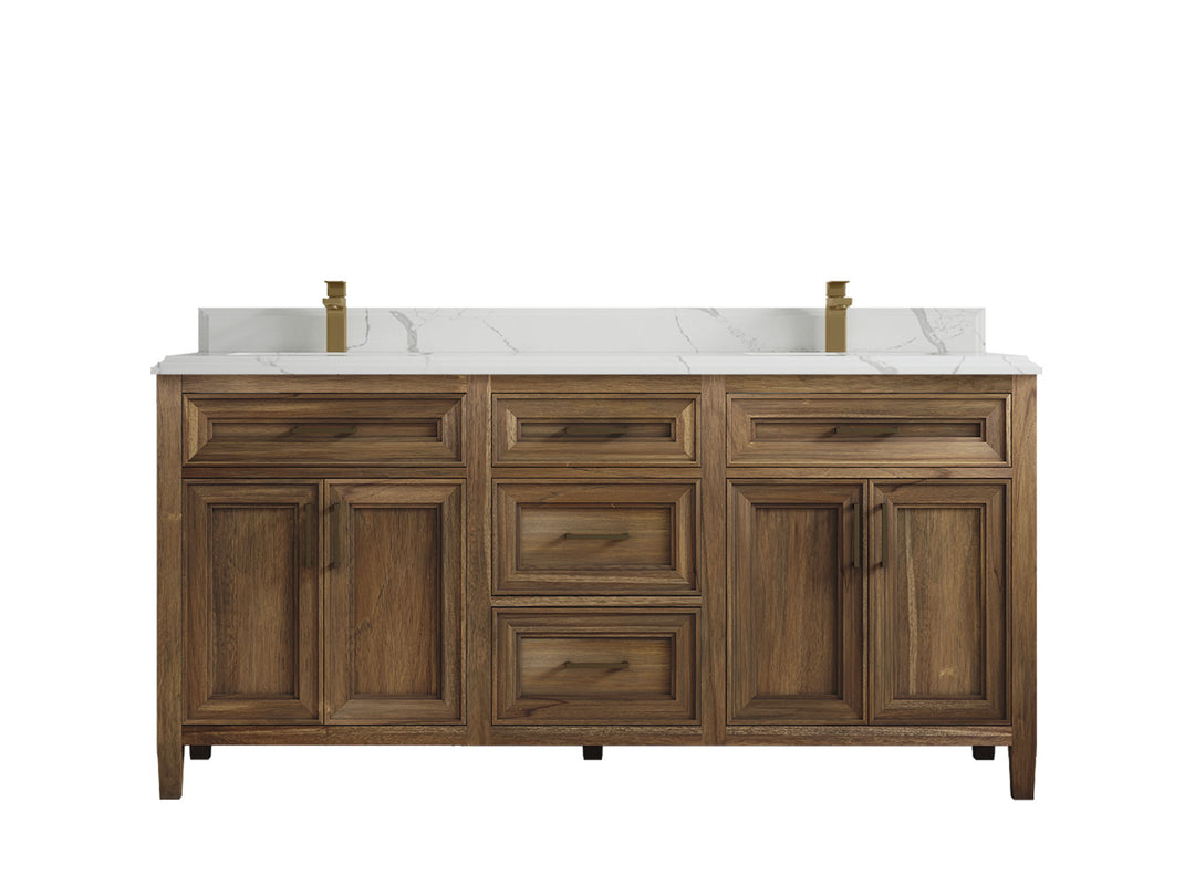 Santa Monica Teak Wood 72 in. W x 22 in. D Double Sink Bathroom Vanity