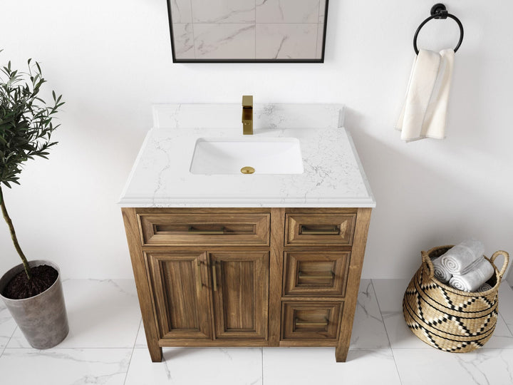 Santa Monica Teak Wood 36 in. W x 22 in. D Single Sink Bathroom Vanity - photo 30