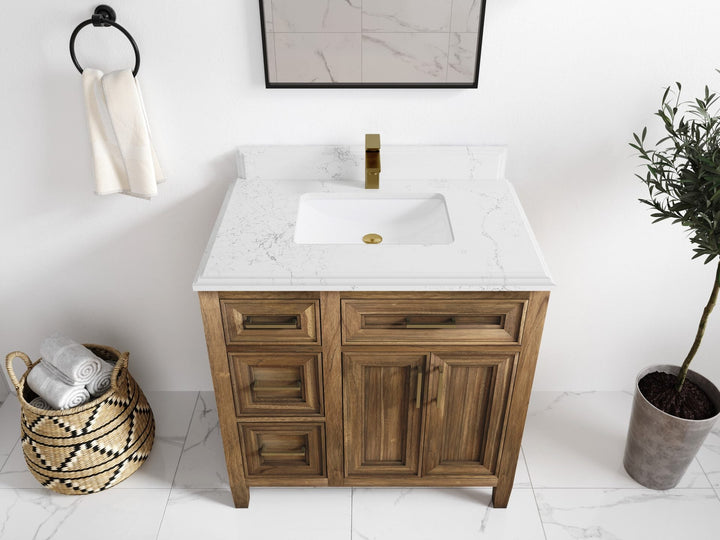 Santa Monica Teak Wood 36 in. W x 22 in. D Center Sink Bathroom Vanity - photo 30