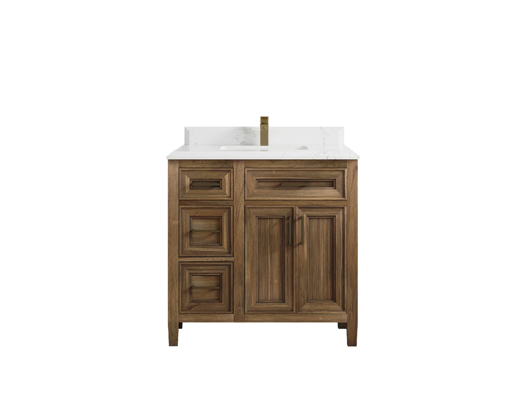 Santa Monica Teak Wood 36 in. W x 22 in. D Center Sink Bathroom Vanity