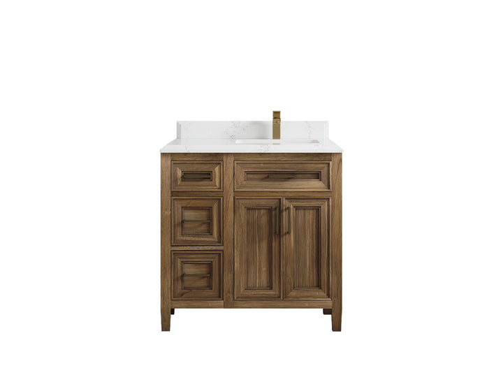 Santa Monica Teak Wood 36 in. W x 22 in. D Right Offset Sink Bathroom Vanity - photo 32