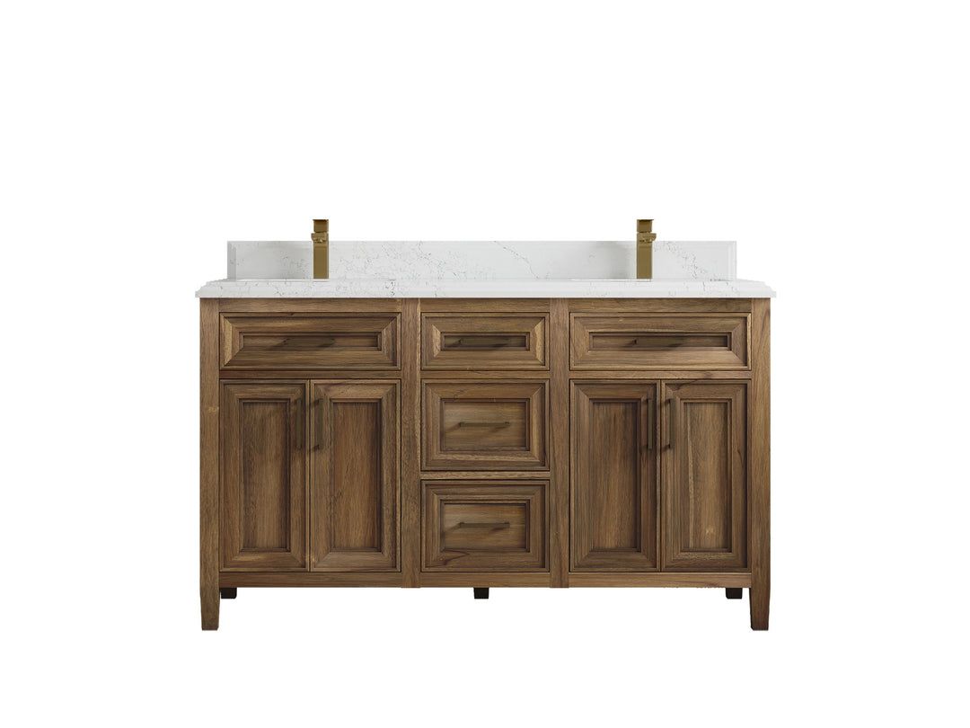 Santa Monica Teak Wood 60 in. W x 22 in. D Double Sink Bathroom Vanity