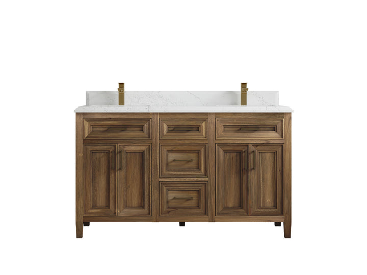 Santa Monica Teak Wood 60 in. W x 22 in. D Double Sink Bathroom Vanity - photo 32