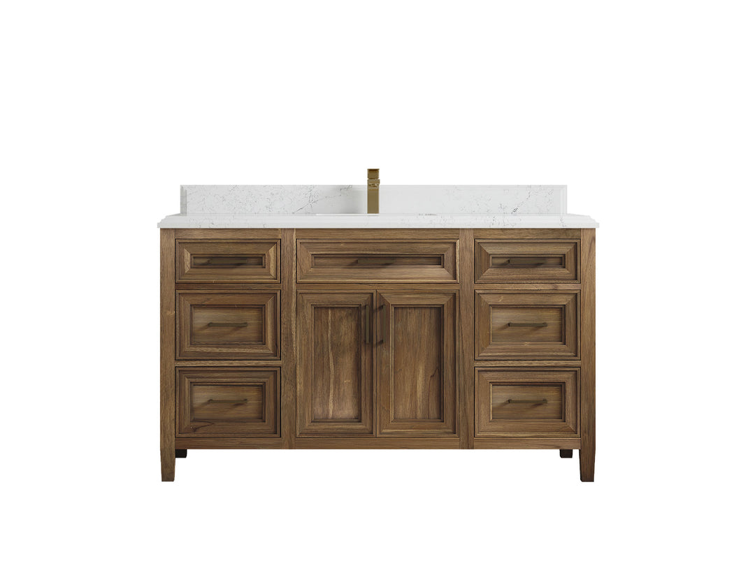 Santa Monica Teak Wood 60 in. W x 22 in. D Single Sink Bathroom Vanity