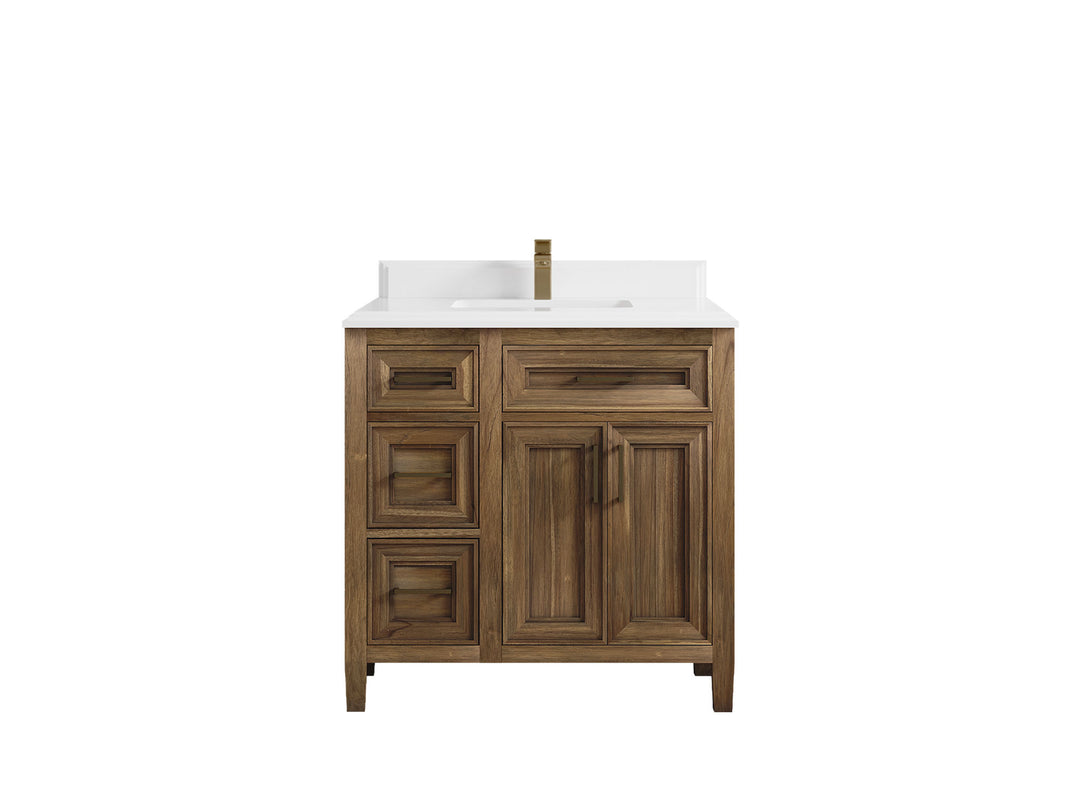 Santa Monica Teak Wood 36 in. W x 22 in. D Center Sink Bathroom Vanity