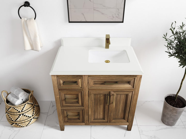 Santa Monica Teak Wood 36 in. W x 22 in. D Right Offset Sink Bathroom Vanity - photo 33