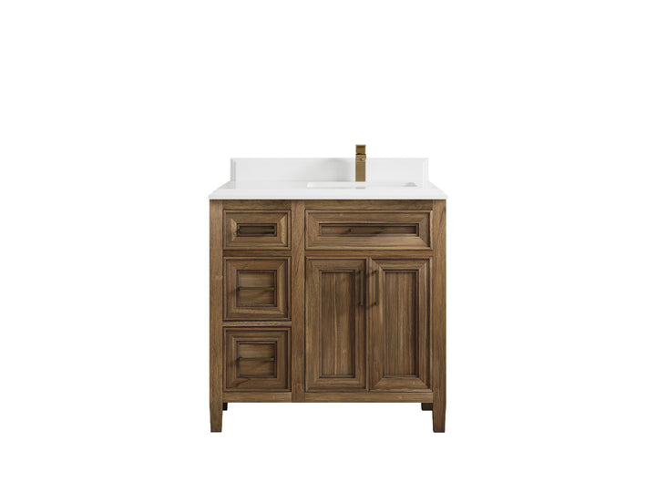 Santa Monica Teak Wood 36 in. W x 22 in. D Right Offset Sink Bathroom Vanity - photo 34