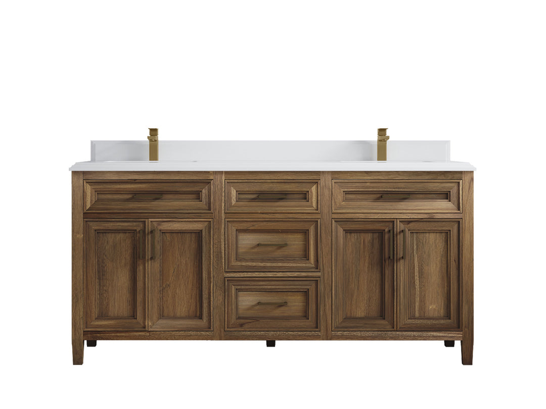Santa Monica Teak Wood 72 in. W x 22 in. D Double Sink Bathroom Vanity
