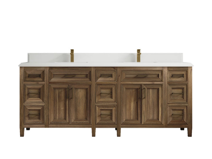 Santa Monica Teak Wood 84 in. W x 22 in. D Double Sink Bathroom Vanity - photo 34