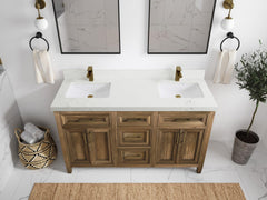 Santa Monica Teak Wood 60 in. W x 22 in. D Double Sink Bathroom Vanity - photo 35