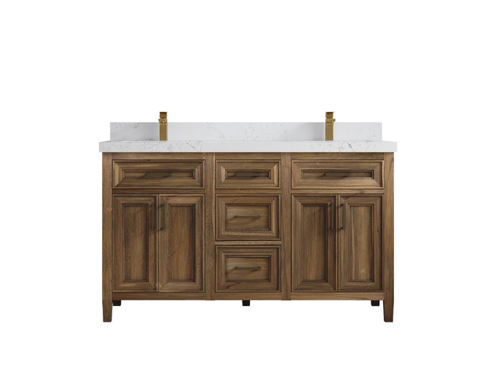 Santa Monica Teak Wood 60 in. W x 22 in. D Double Sink Bathroom Vanity - photo 36