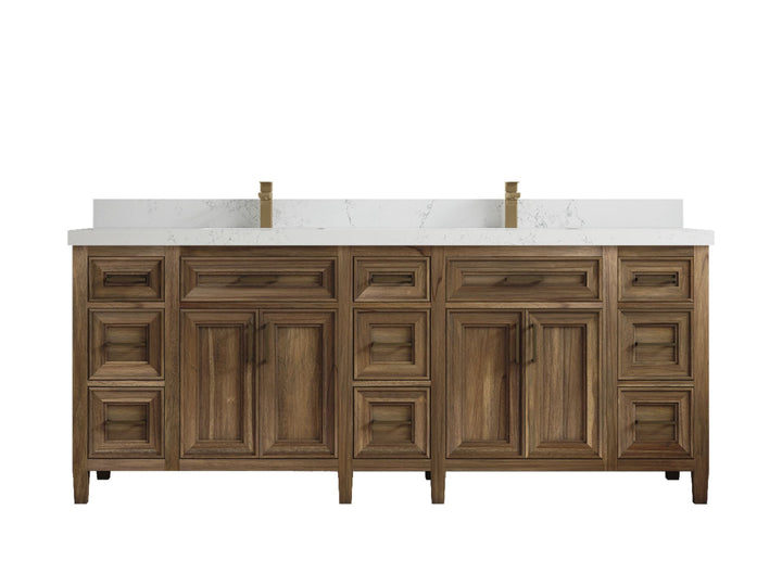 Santa Monica Teak Wood 84 in. W x 22 in. D Double Sink Bathroom Vanity - photo 36