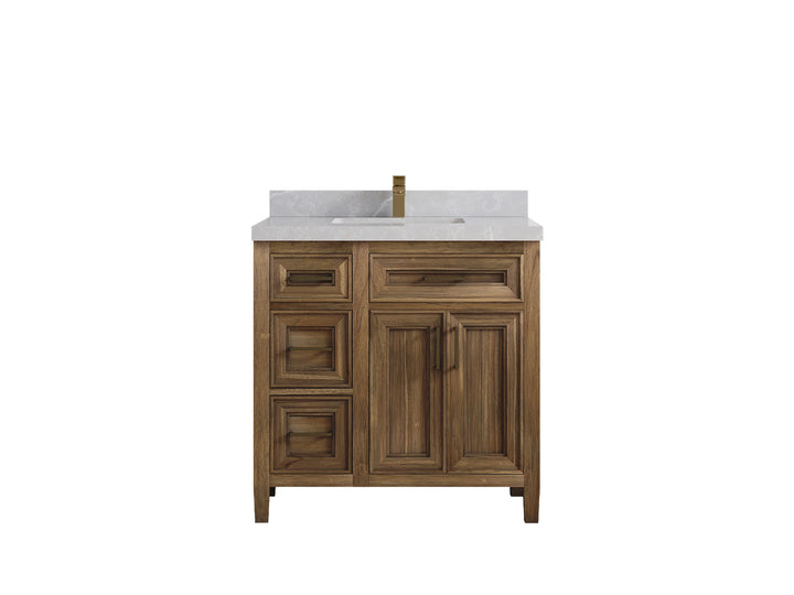 Santa Monica Teak Wood 36 in. W x 22 in. D Center Sink Bathroom Vanity - photo 37