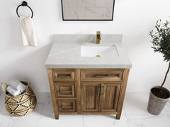 Santa Monica Teak Wood 36 in. W x 22 in. D Right Offset Sink Bathroom Vanity - photo 37