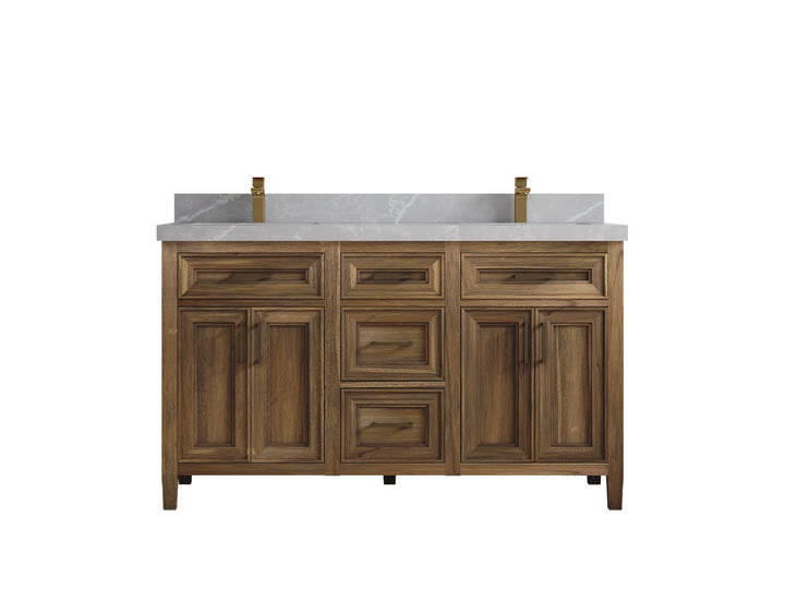 Santa Monica Teak Wood 60 in. W x 22 in. D Double Sink Bathroom Vanity - photo 38