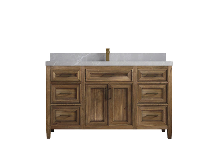 Santa Monica Teak Wood 60 in. W x 22 in. D Single Sink Bathroom Vanity - photo 38