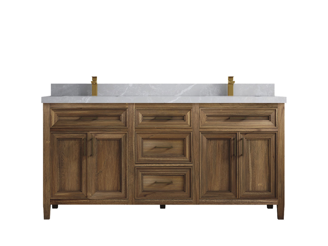 Santa Monica Teak Wood 72 in. W x 22 in. D Double Sink Bathroom Vanity